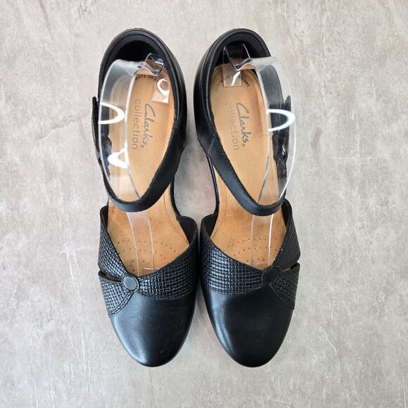 Mary Jane Block Heel Pumps Black Leather Comfort Career Classic Retro Victorian - Picture 3 of 13